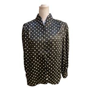 Oscar de la Renta Expressions Black & White Polka Dot Blouse